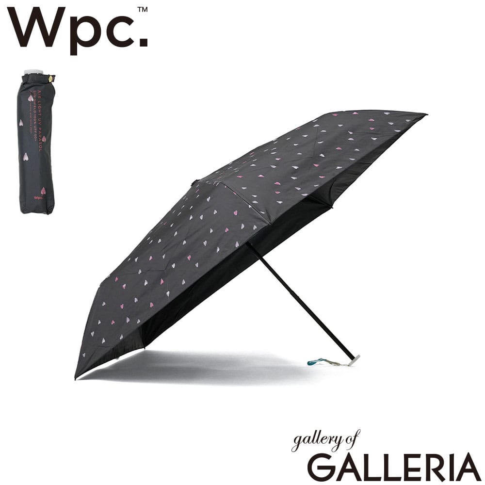 ダブリュピーシー Wpc. 折りたたみ傘 遮光 完全遮光 UV99% 遮熱 UPF50＋ 遮光軽量 水彩ハート ミニ 801-19496-102