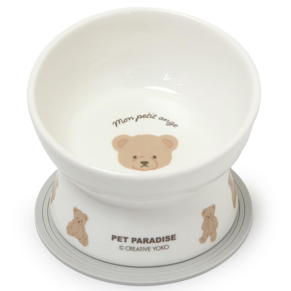 ペットパラダイス 犬 食器 皿 高さのある えさ皿 テディ柄 食べやすい フードボウル