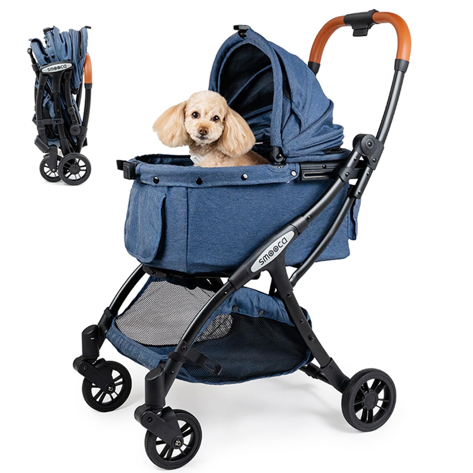 ペットパラダイス ペットカート 犬 バギー 小型犬 中型犬 ドッグカート ワンタッチ 開閉 スムーカ ネオ ワンロック デニム調 15kgまで対応