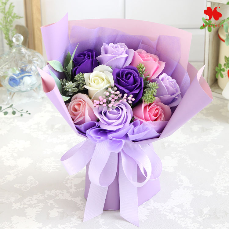 ソープフラワー キュートシャボンブーケ 「ラベンダーMIX」 枯れない フレグランス フラワー 花束 花 プレゼント ギフト 誕生日 結婚祝い 結婚記念日 退職祝い お祝い おしゃれ かわいい